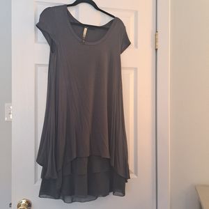 Gray tiered shirt dress